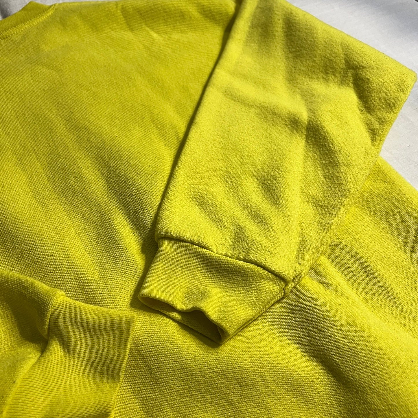 Vintage Blank Sweater Tultex Womans Large Neon Yellow 90's Basic Crewneck