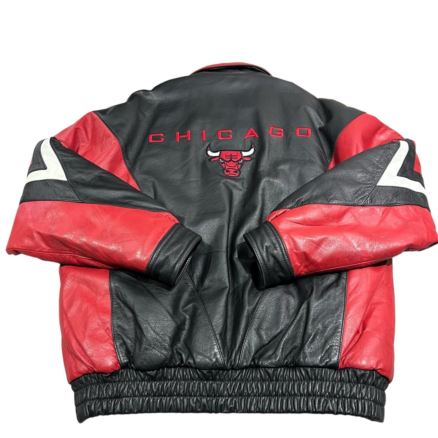 Vintage 90's Chicago Bulls Pro Player Leather Jacket Mens Medium NBA Coat