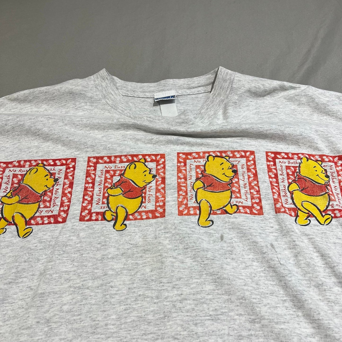 Vintage Winnie The Pooh Shirt Disney Mens XL Gray Short Sleeve