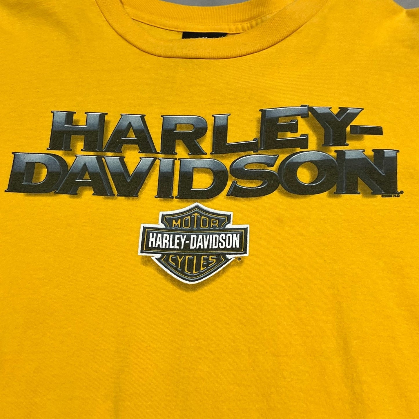 Harley Davidson Shirt Mens XL Yellow Short Sleeve Charlotte Flame Motorcycle