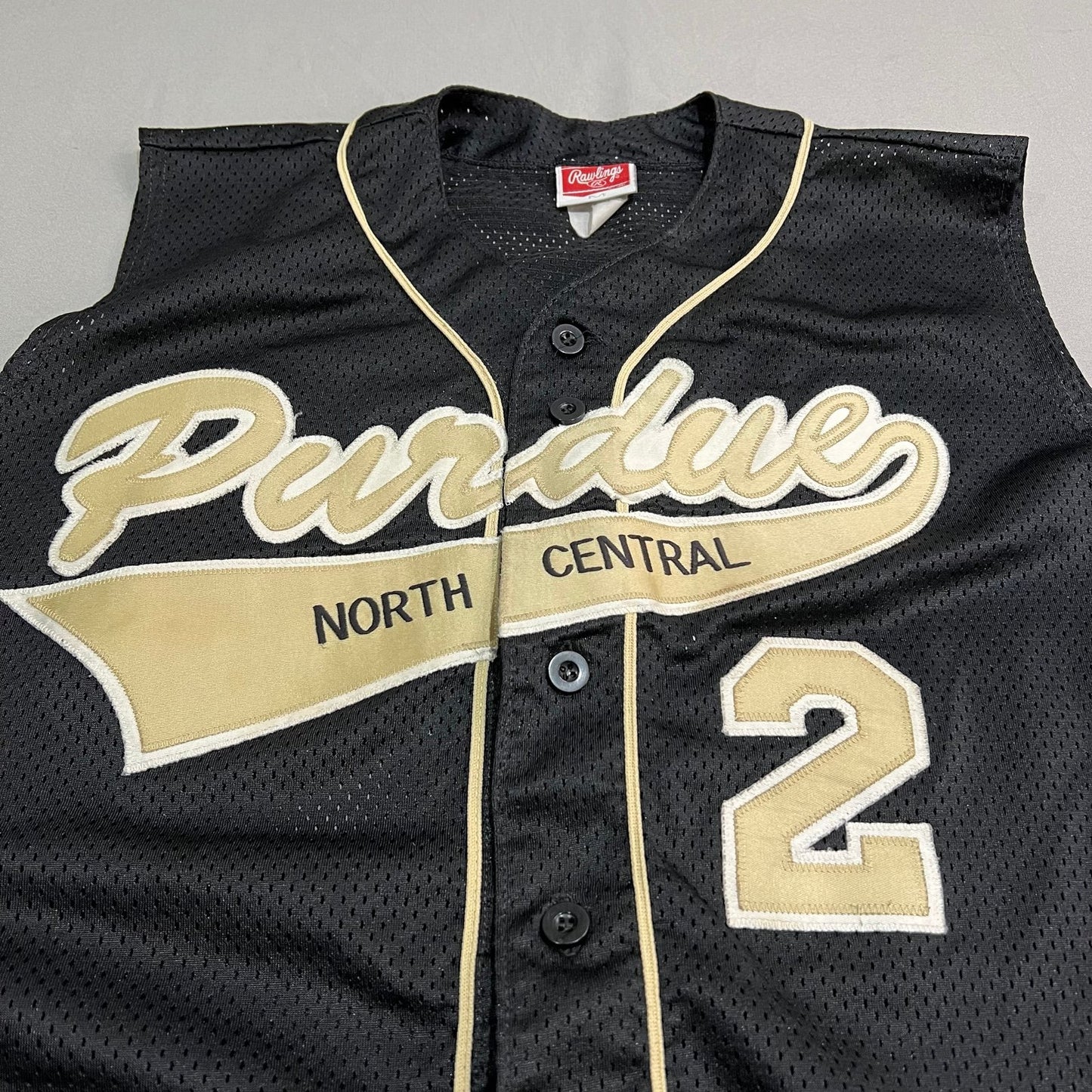 Vintage Purdue Boiler Makers Baseball Jersey Mens Medium Rawlings Stitch Sewn #2