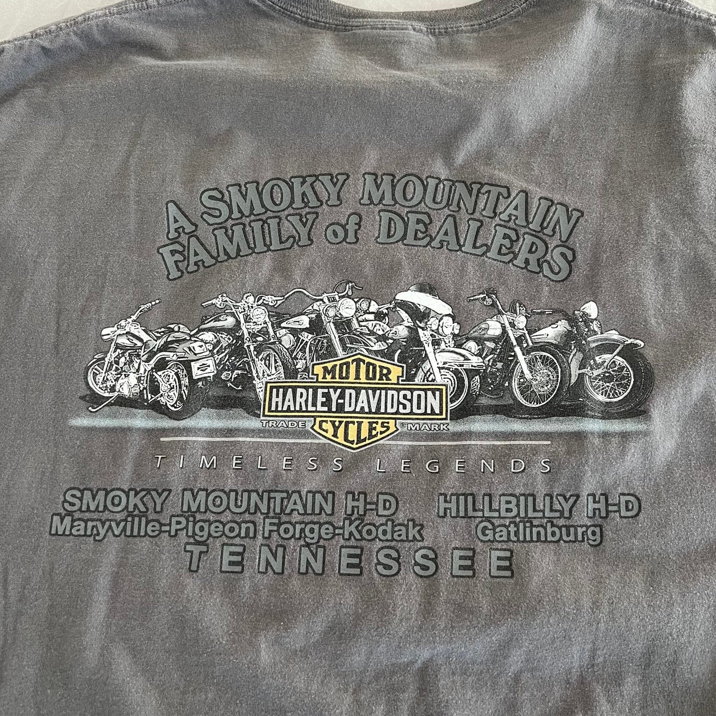 Harley Davidson Shirt Mens XL Gray Tennessee Short Sleeve Smoky Mountain