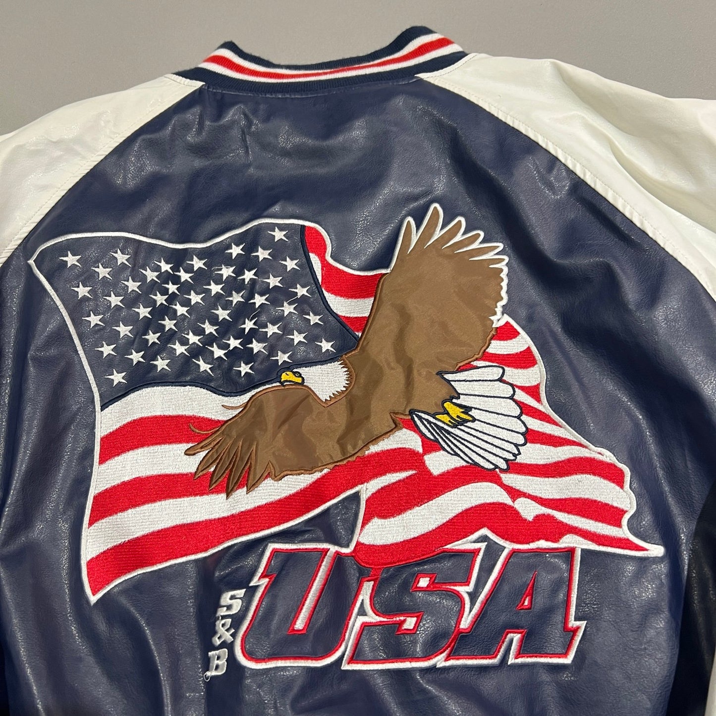 Vintage USA Bald Eagle Varsity Jacket Mens Large America Steve and Barry's