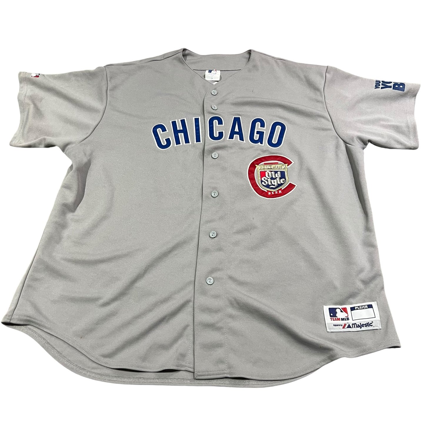 Chicago Cubs Jersey Old Style Beer Mens 52 Stitch Sewn Gray #8 MLB