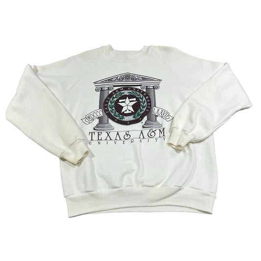 Vintage 90's Texas A&M University Womans Large Jerzees White College Crewneck