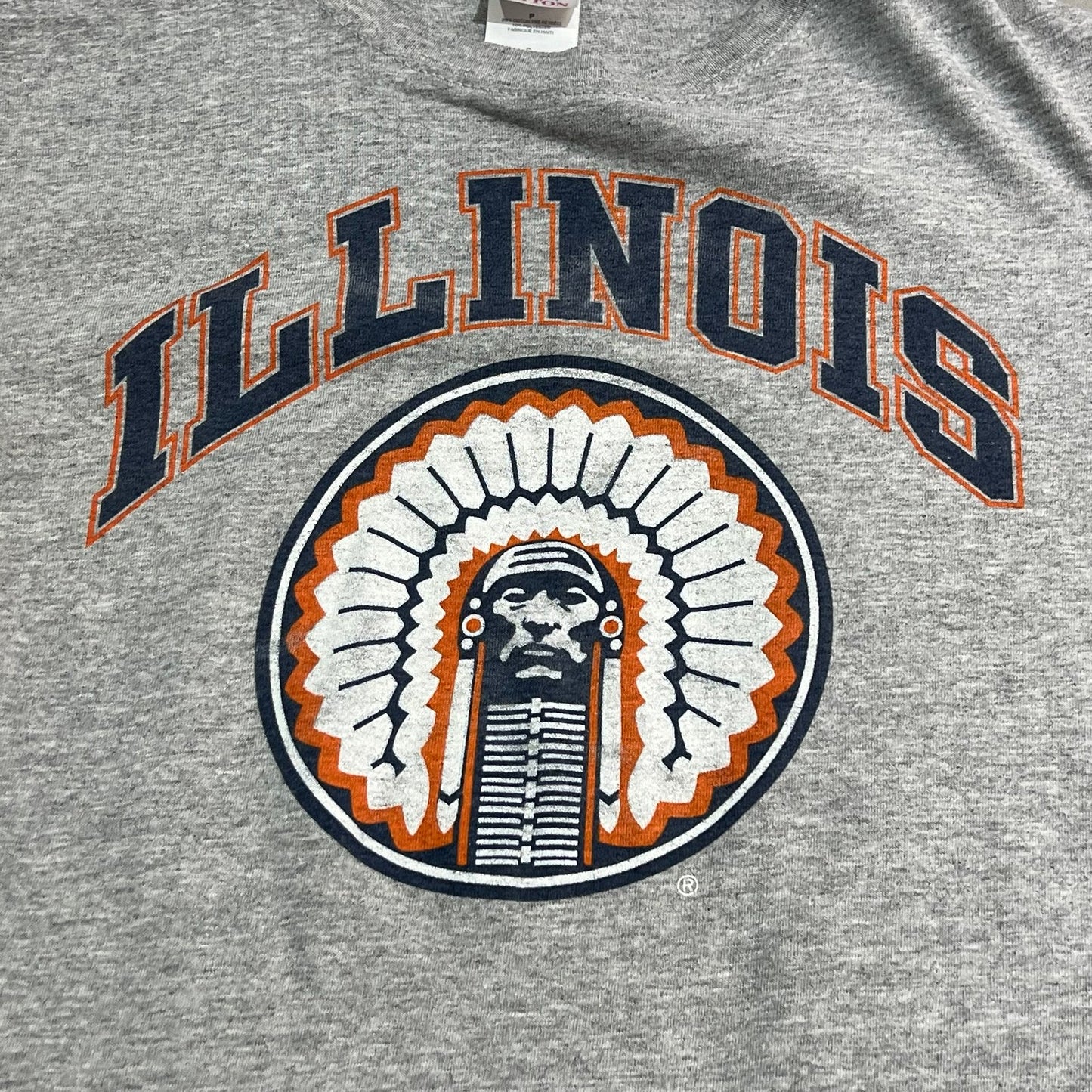 Vintage University of Illinois Shirt Chief Womans Small Gray NCAA College