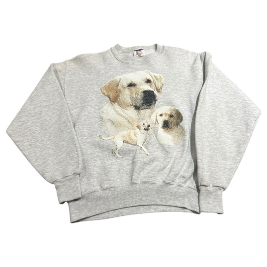 Vintage Labrador Retriever Dogs Crewneck Sweater Womans Medium Gray Animal