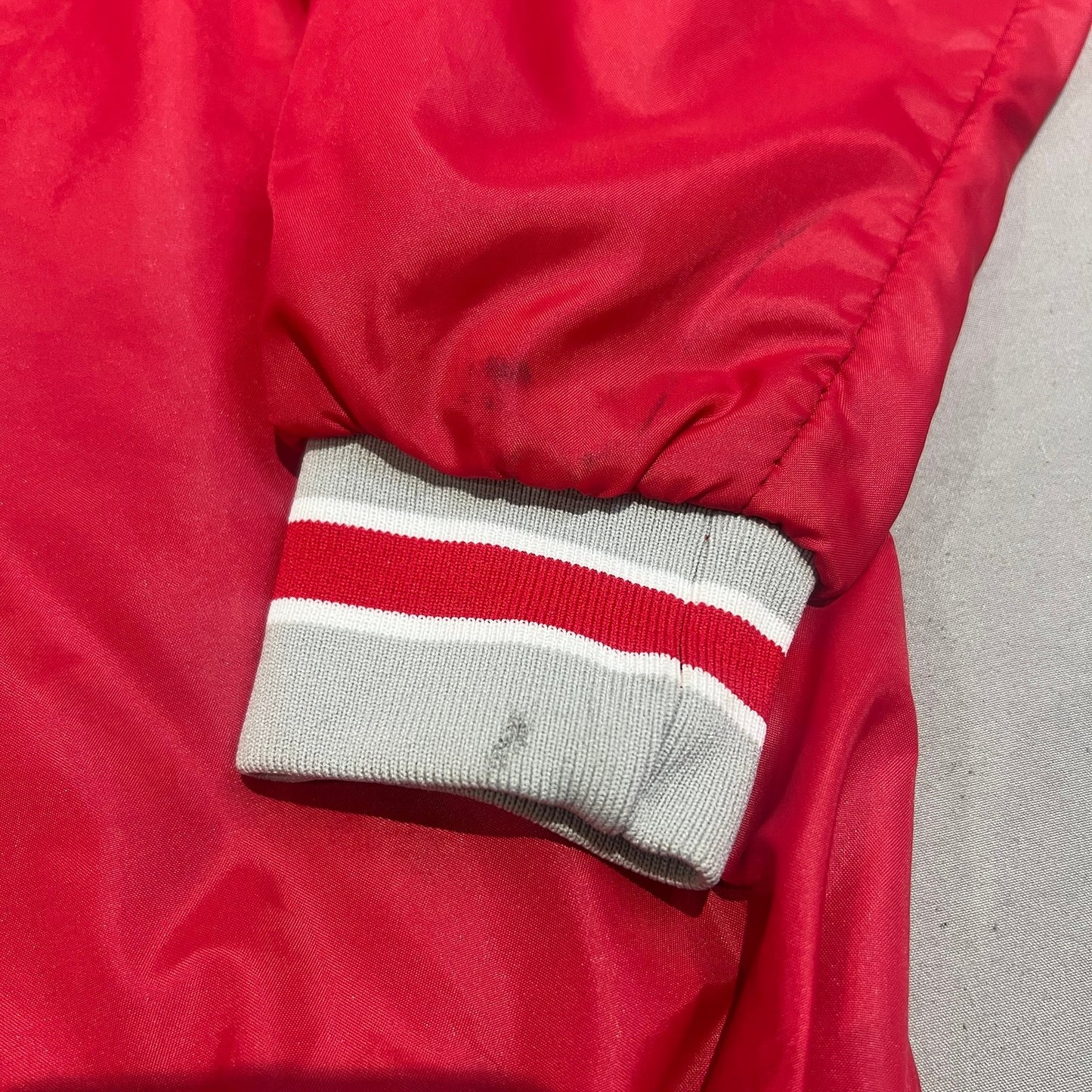 Vintage Russell Athletic Hooded Windbreaker Jacket Mens Medium Red Pullover