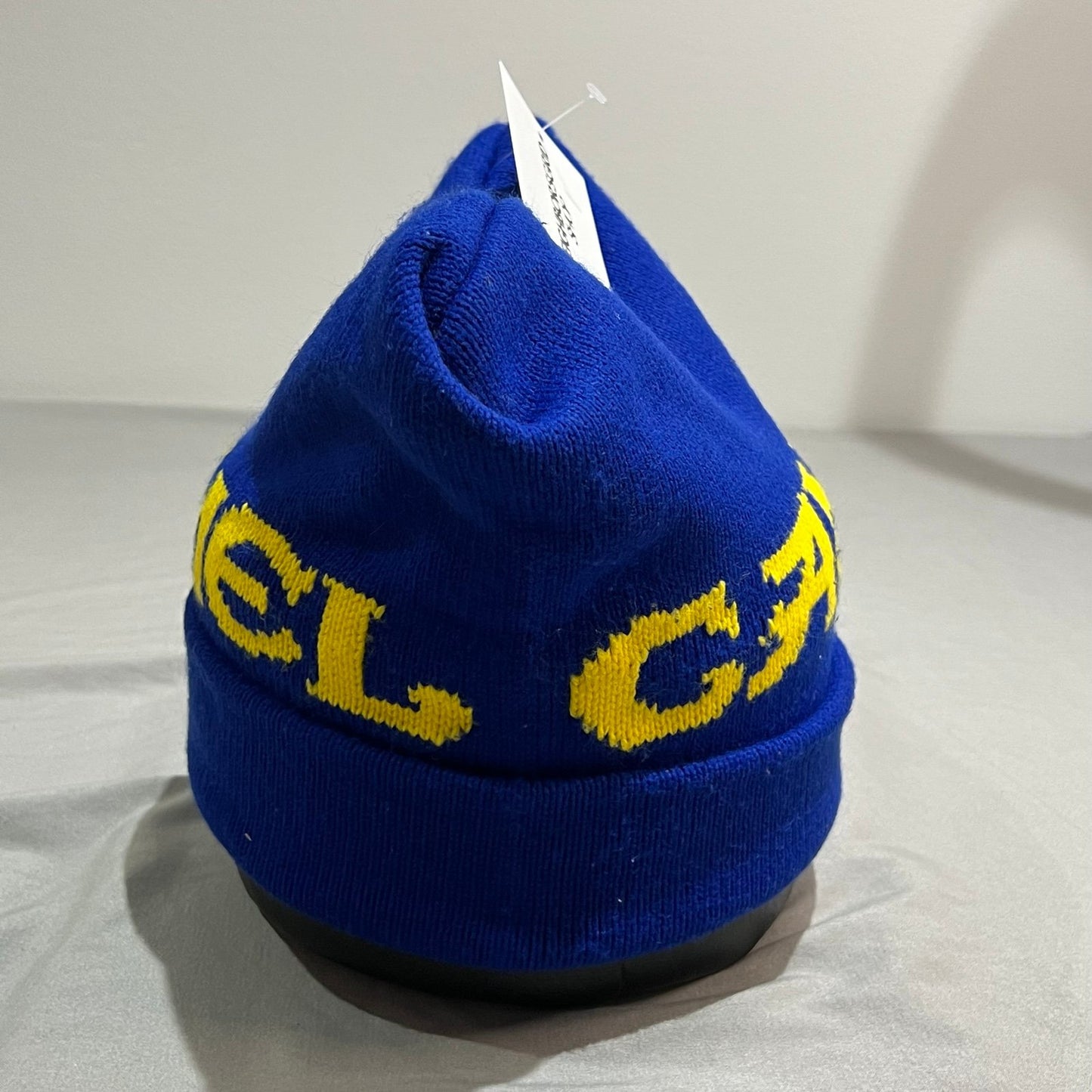 Vintage 80's Camel Cigarettes Winter Hat Blue Yellow