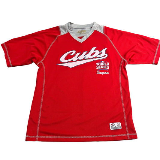 Chicago Cubs Shirt Womans Medium Jersey World Series Champions Red Gray MLB