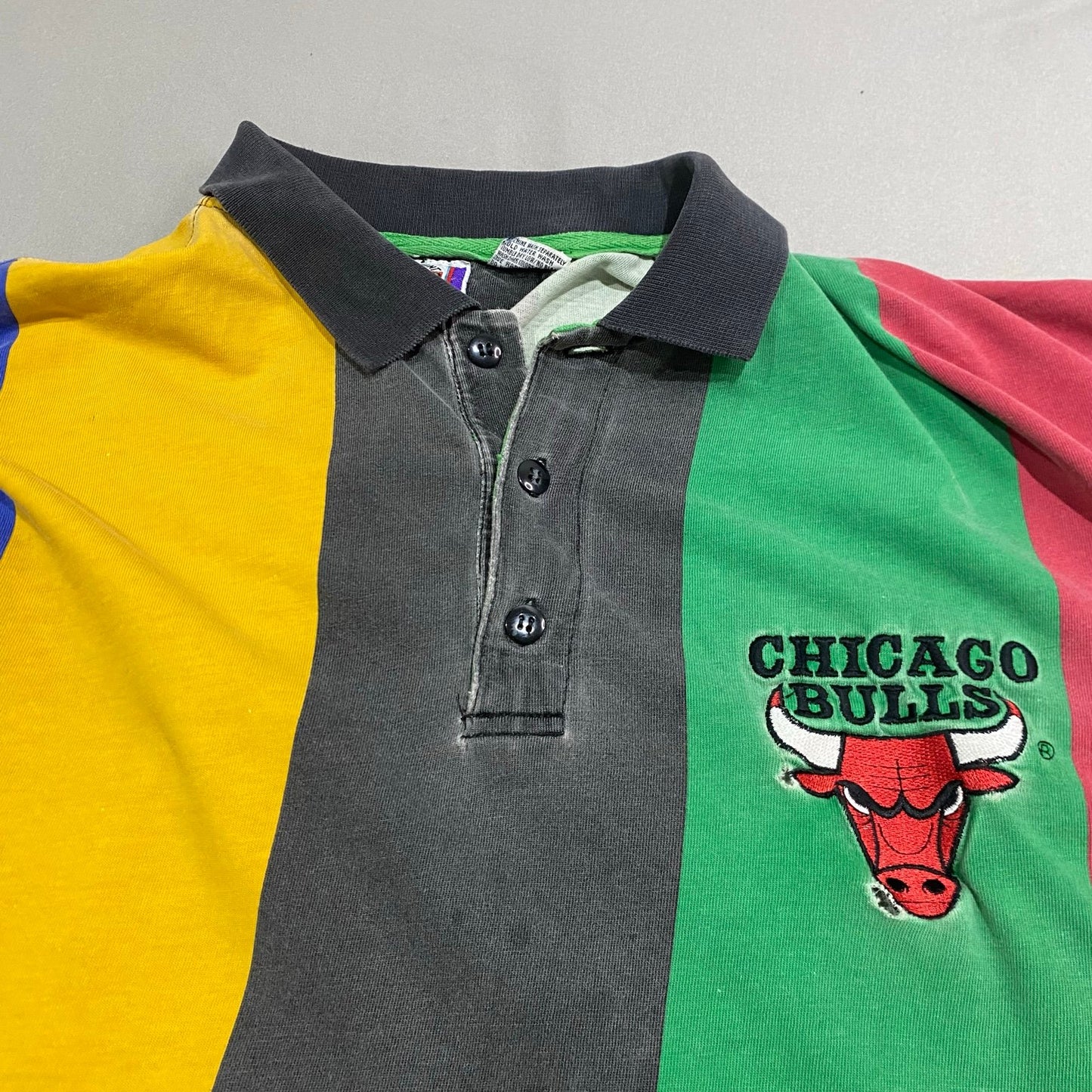 Vintage 90's Chicago Bulls Mens XL In The Paint Rugby Polo Shirt Long Sleeve NBA