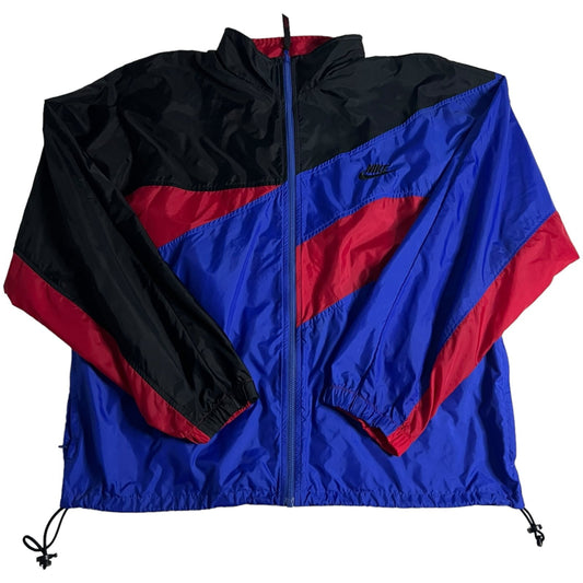 Vintage Nike Windbreaker Jacket Mens Large 90's Color Block Blue Red Zip Up Coat