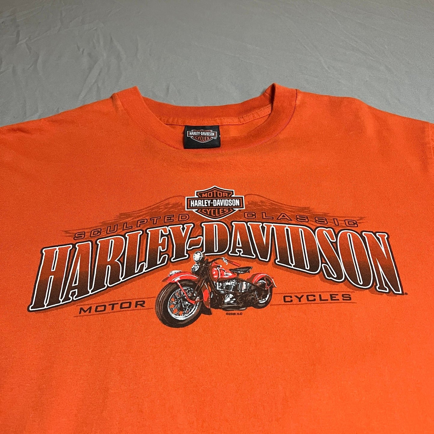 Harley Davidson Shirt Mens Large Orange Rock Falls Short Sleeve Motorcycle Biker