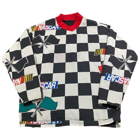 Vintage NASCAR Sweatshirt Mens XL Sweater Racing Flag Checkered Custom