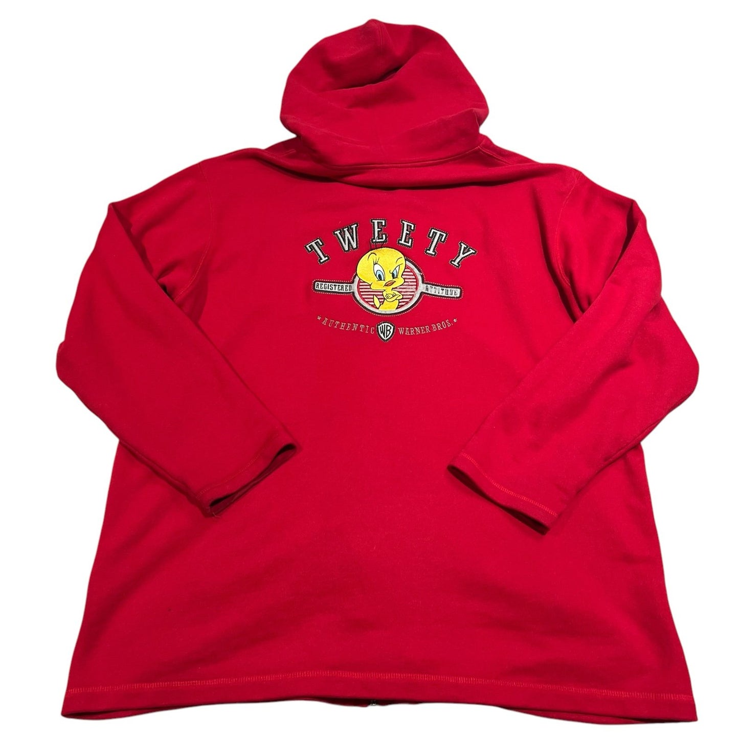 Tweety Bird Hoodie Mens XL Full Zip Sweat Shirt Red Warner Bros