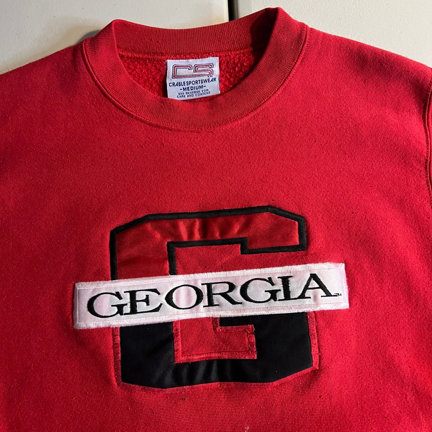 Vintage Georgia Bulldogs Sweater Womans Medium Sweat Shirt Red Embroidered NCAA