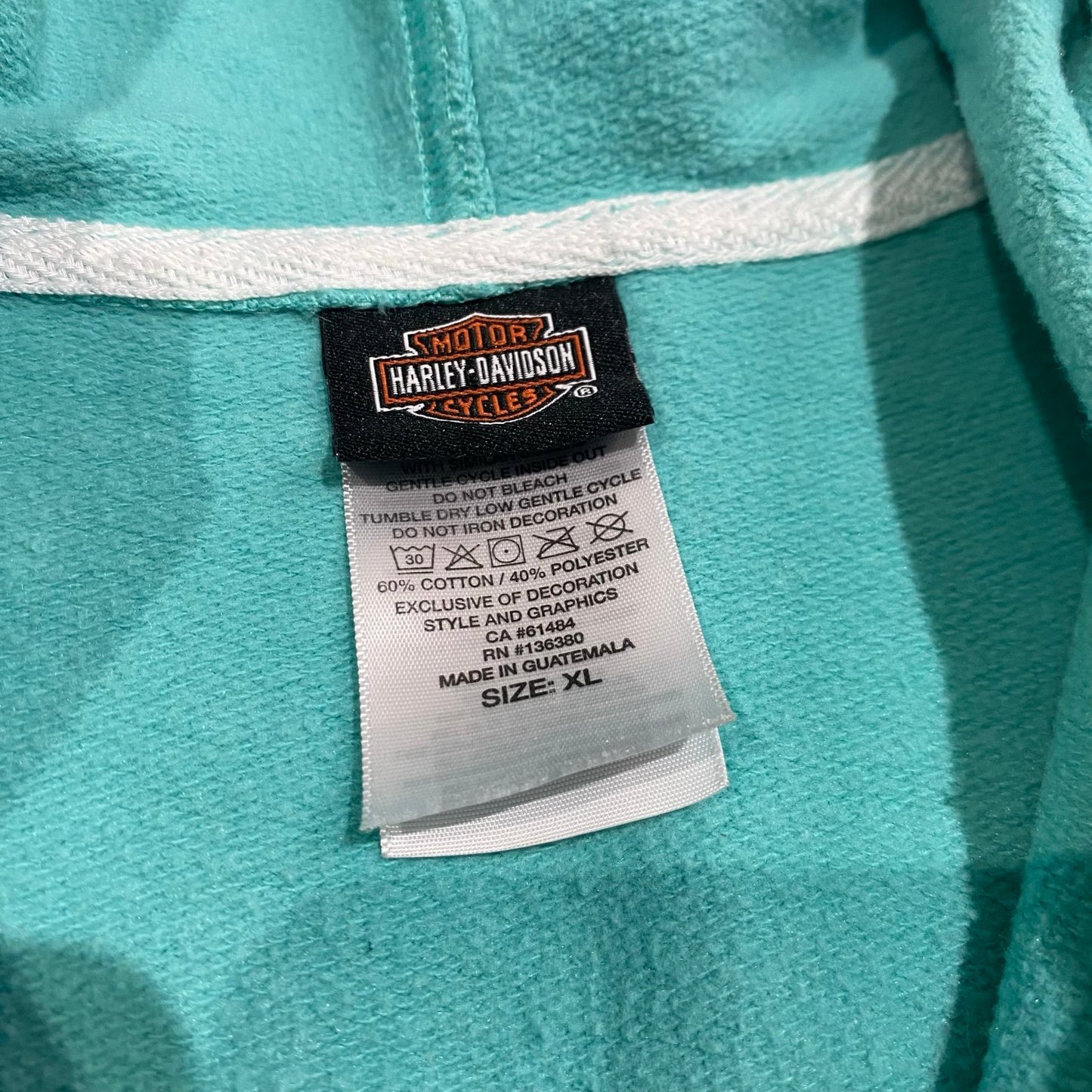 Harley Davidson Hoodie Sweatshirt Womans XL Zip Up Reading PA Blue Teal