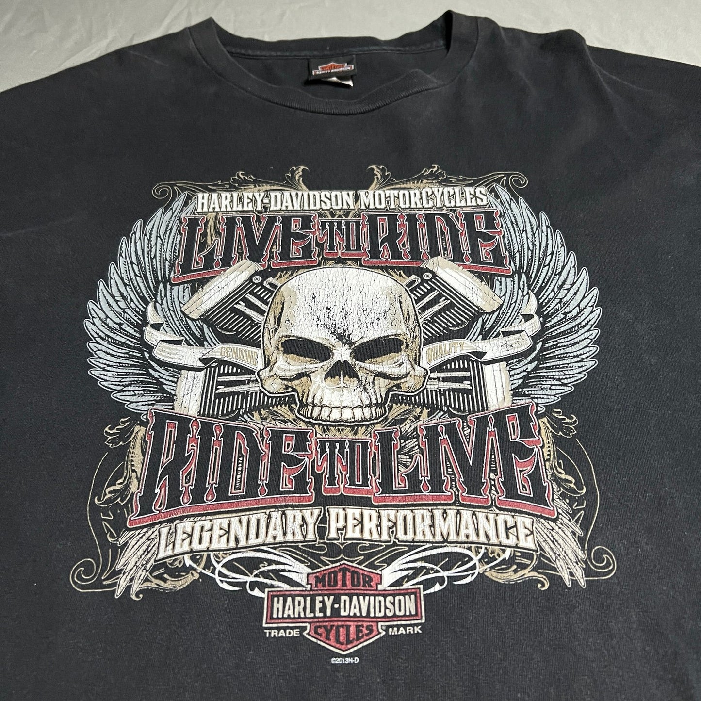 Harley Davidson Shirt Mens 2XL XXL Long Sleeve Maryville Black Motorcycle Skull