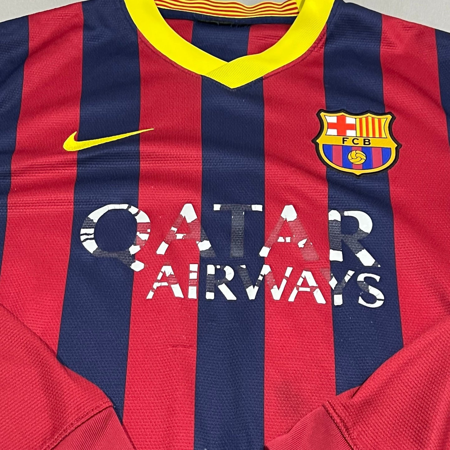 FC Barcelona Soccer Jersey Nike Mens Small Long Sleeve 2013-2014 Blue Red LFP