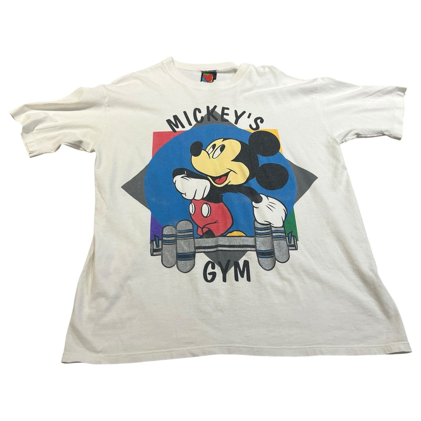 Vintage 90's Mickey Mouse Shirt Mens XL Disney Gym Short Sleeve White