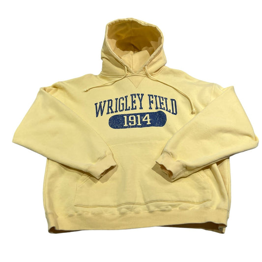 Wrigley Field Yellow Hoodie Womans Large Chicago Cubs Sweatshirt Pullover