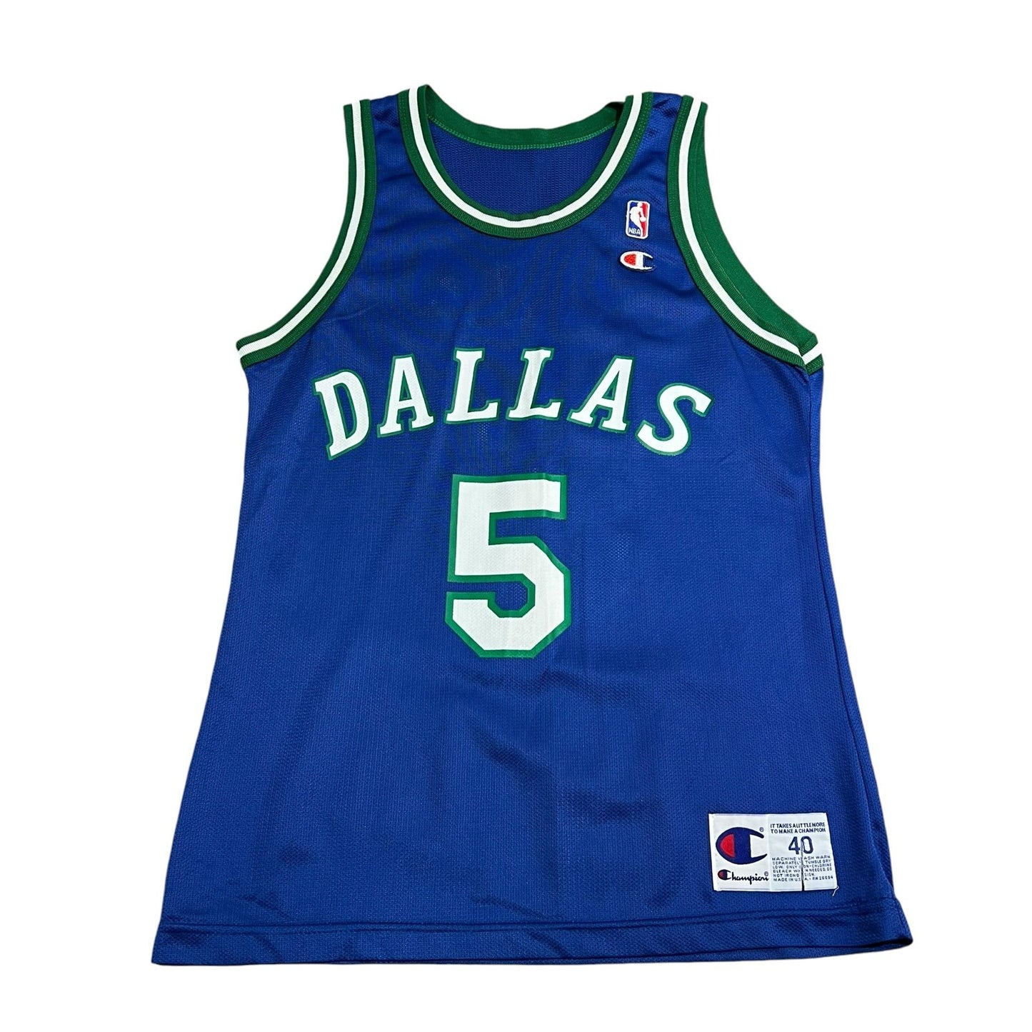 Vintage 90's Jason Kidd Dallas Mavericks Jersey Mens 40 #5 Blue Champion NBA