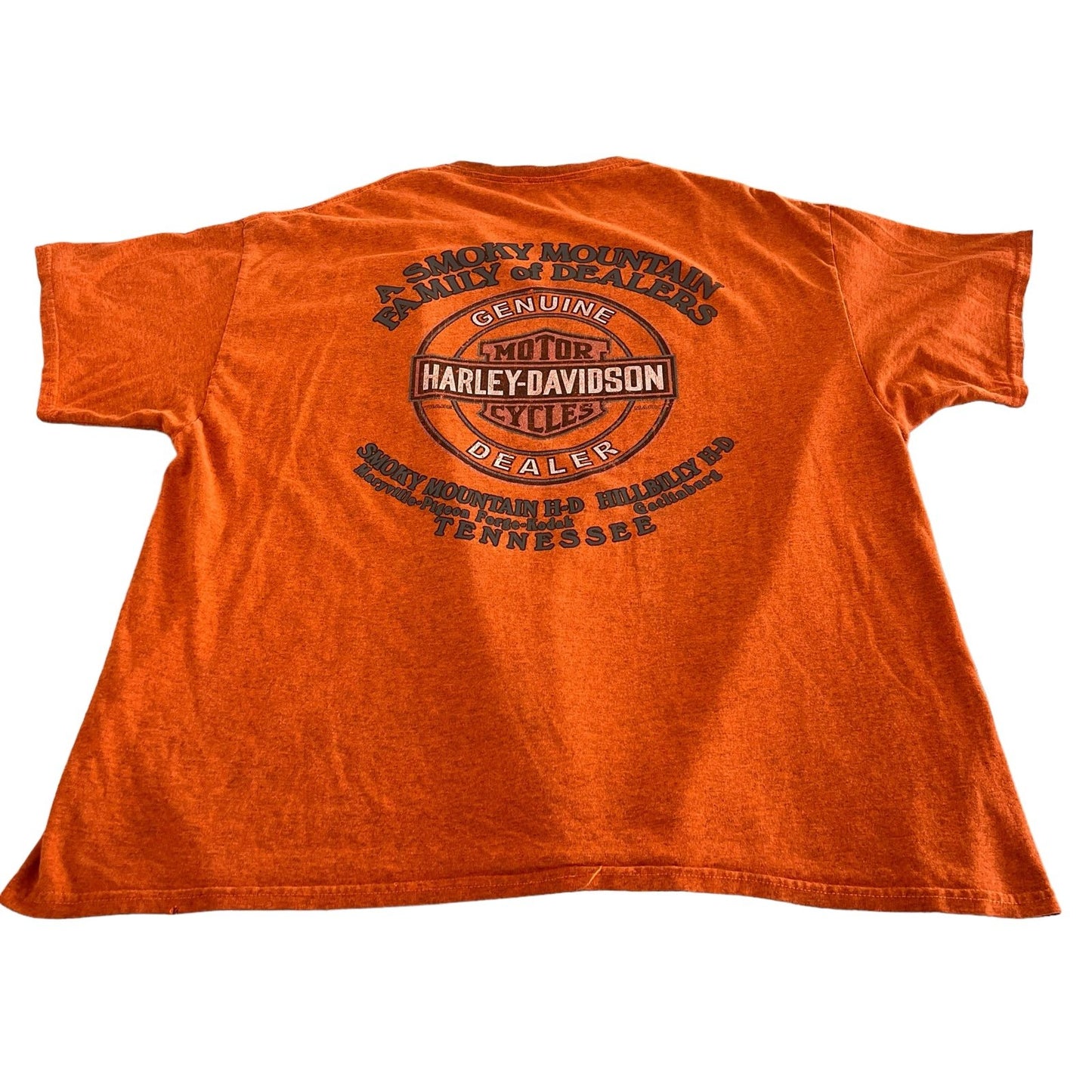 Harley Davidson Shirt Mens 2XL XXL Orange Short Sleeve Tennessee Motorcycle