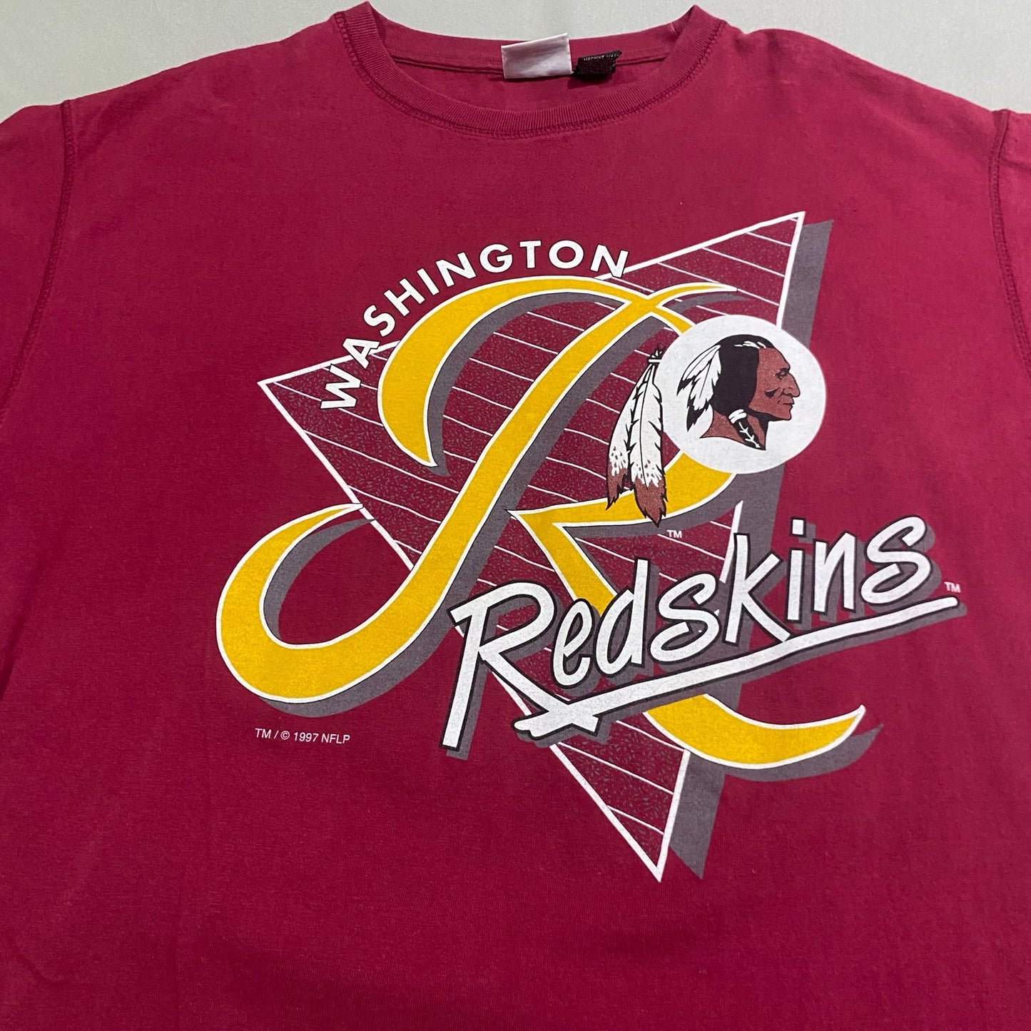 Vintage 1997 Washington Redskins Shirt Mens Large NFL The Edge Red Short Sleeve