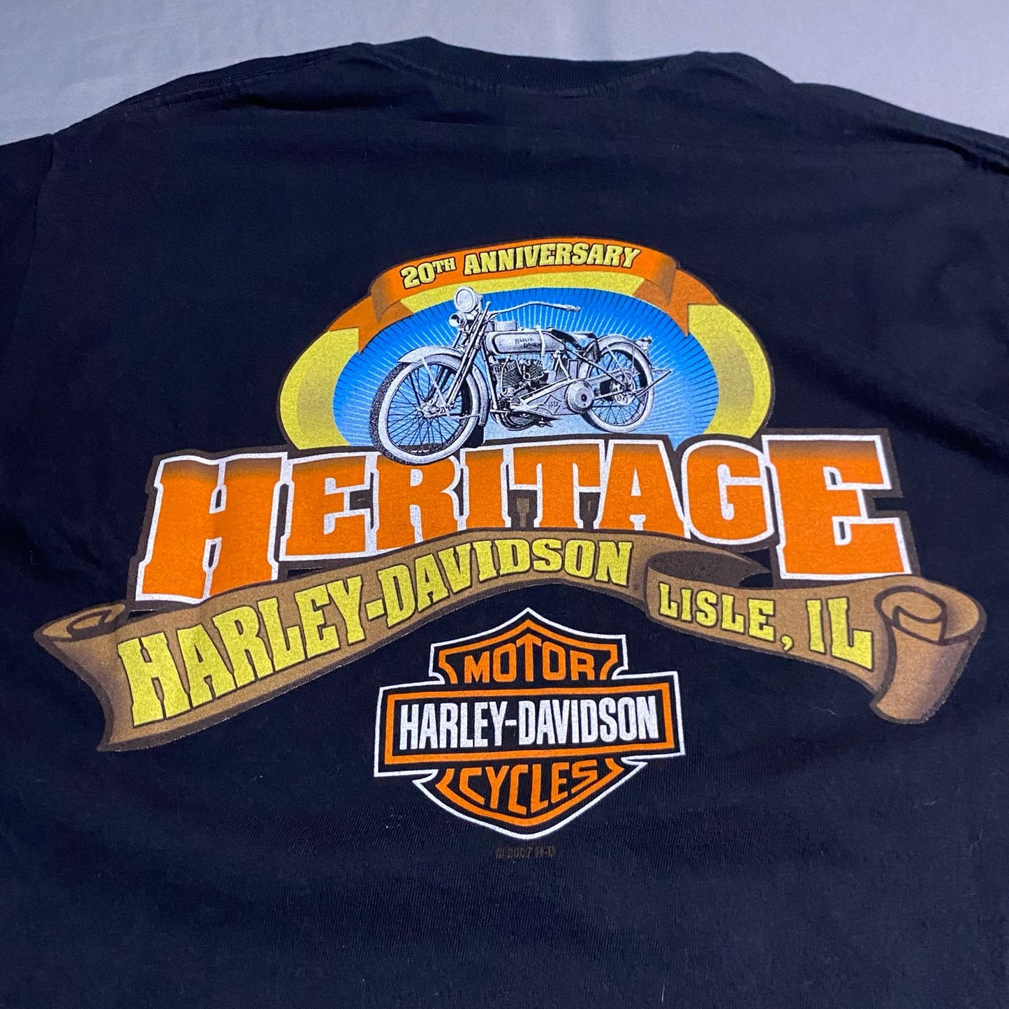 Harley Davidson Shirt Mens Large Black Lisle Motorcycle Biker Short Sleeve