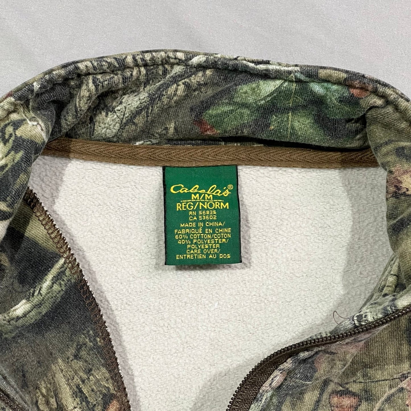 Cabela's Camo Quarter Zip Fleece Sweater Mens Medium Hunting Green Camouflage