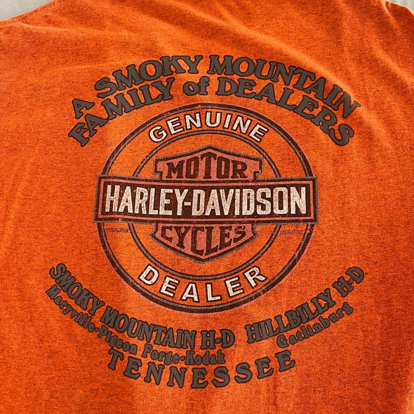 Harley Davidson Shirt Mens 2XL XXL Orange Short Sleeve Tennessee Motorcycle