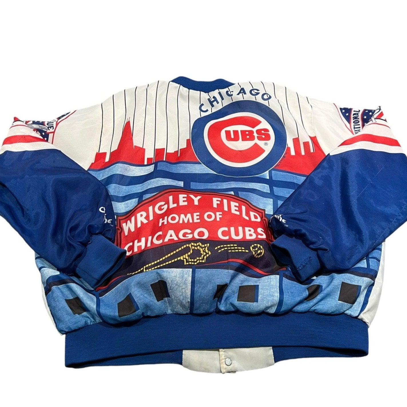 Vintage 1989 Chicago Cubs Chalk Line Jacket Mens XL Wrigley Field Button Snap