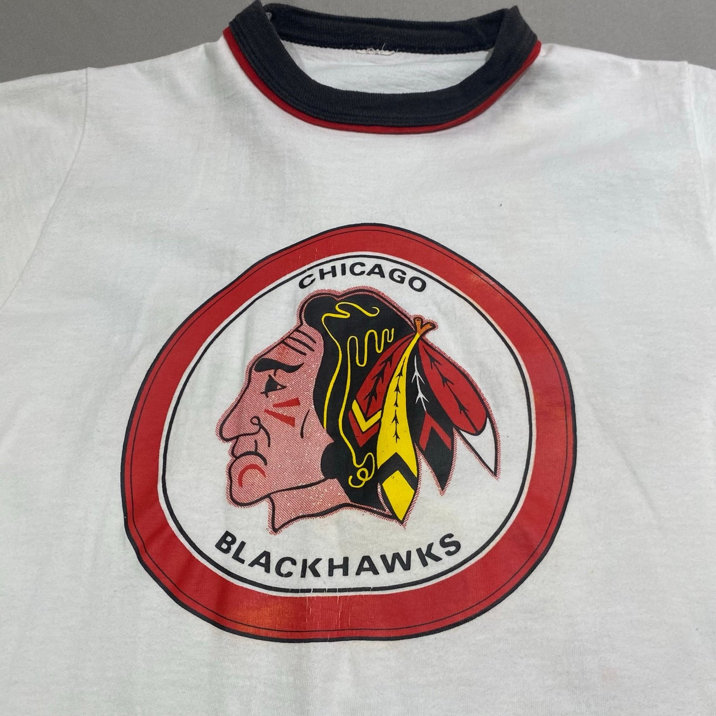 Vintage Chicago Blackhawks Shirt Womans XS Short Sleeve Single Stitch White NHL