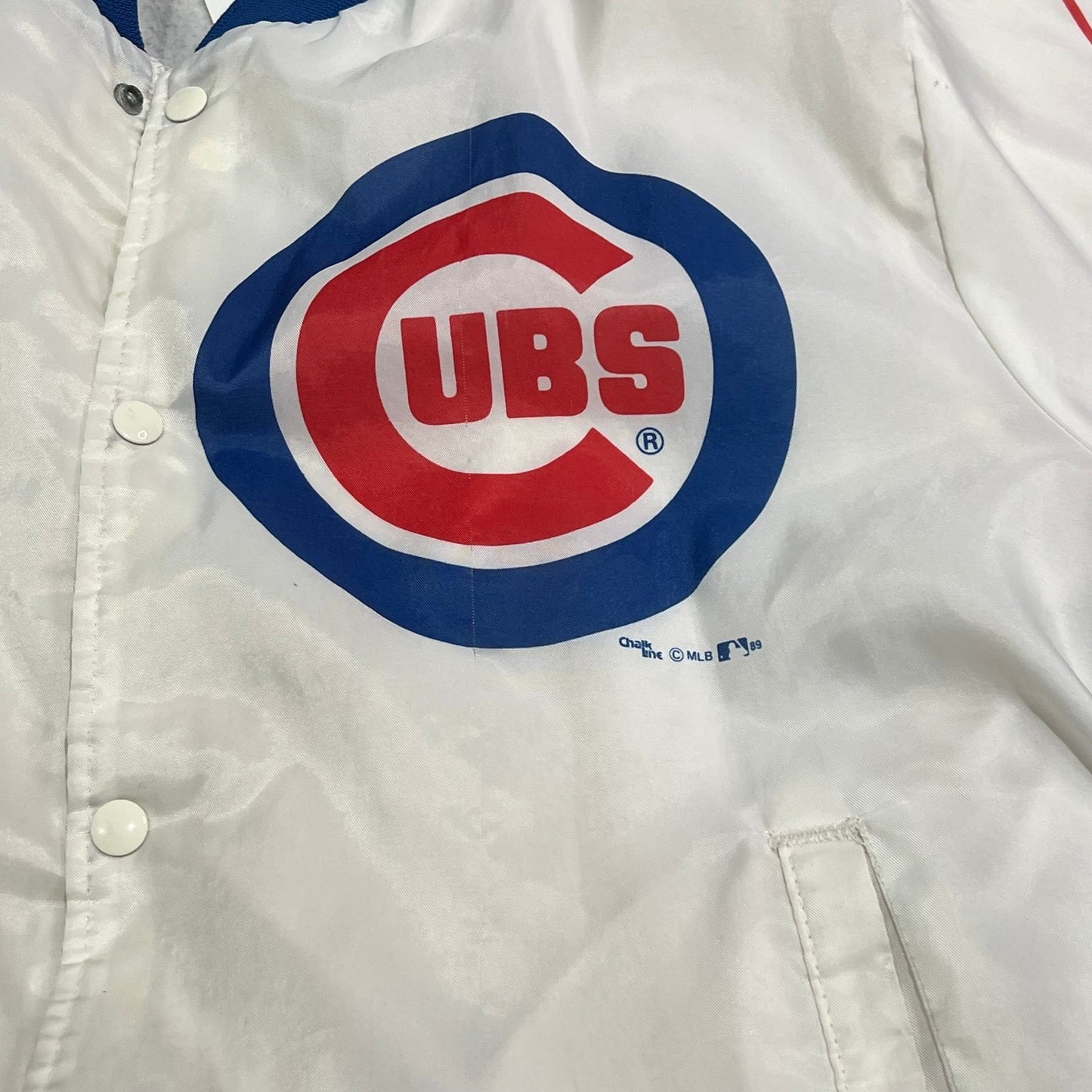 Vintage 1989 Chicago Cubs Chalk Line Jacket Mens XL Wrigley Field Button Snap