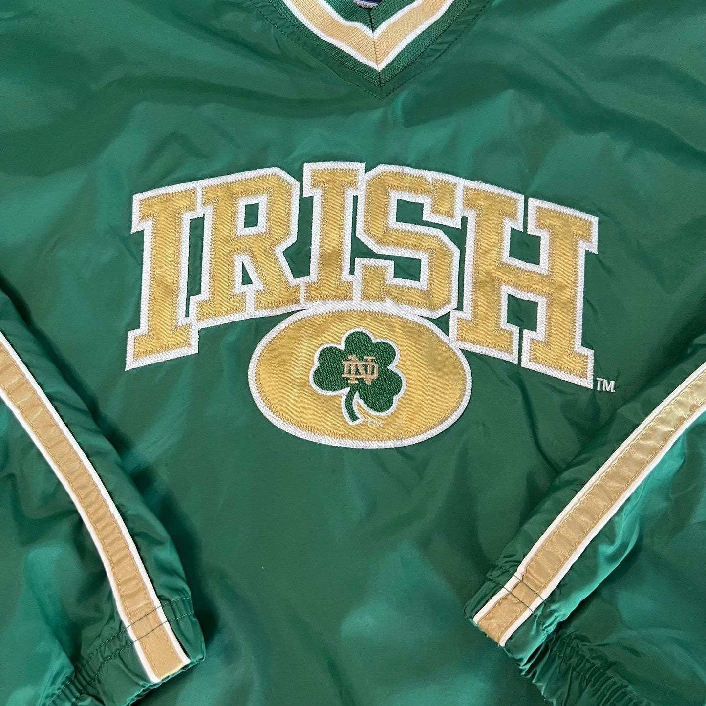 Vintage Notre Dame Windbreaker Jacket Kids Youth Large NCAA Embroidered Irish