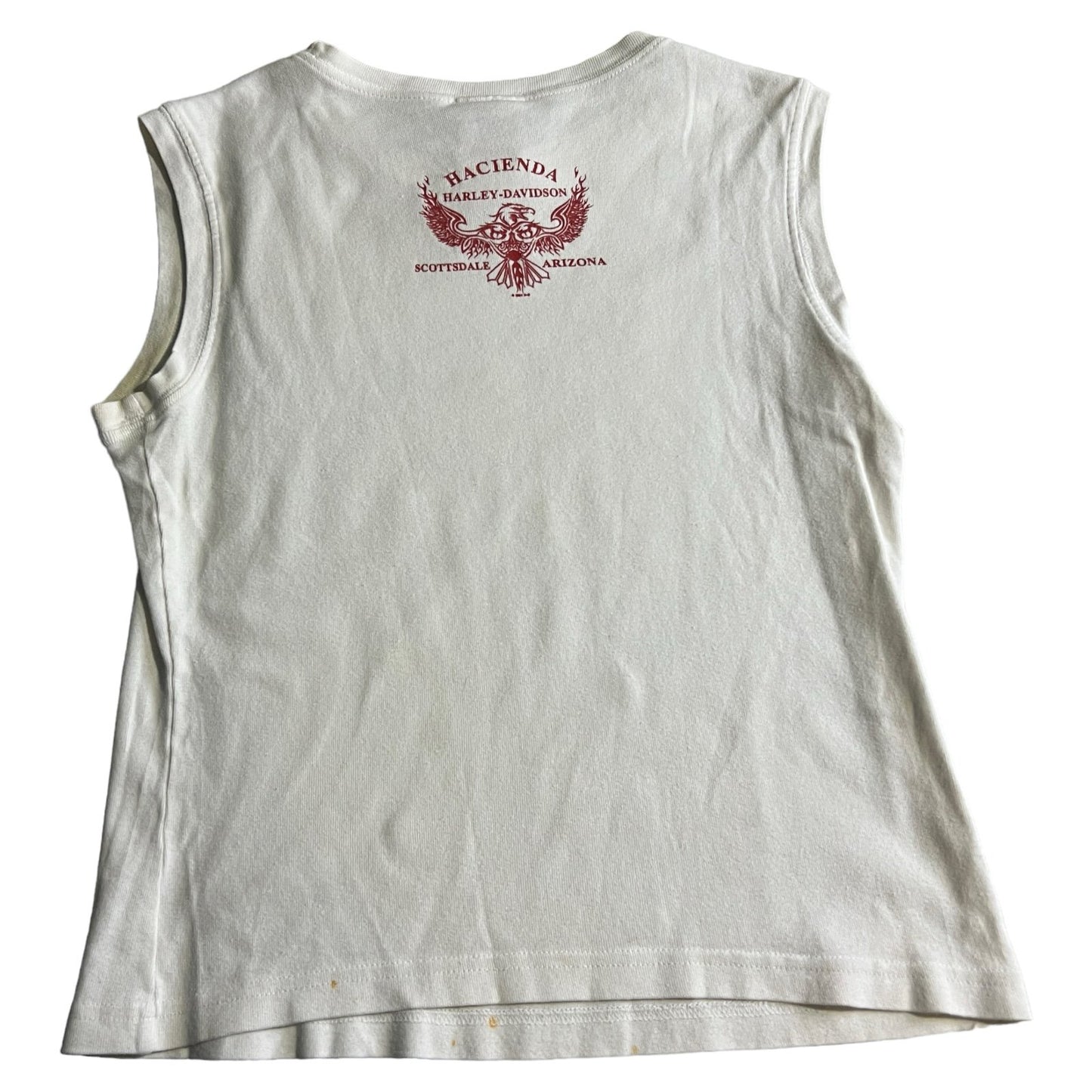 Harley Davidson Shirt Womens Large Tank Top White Scottsdale Sleeveless