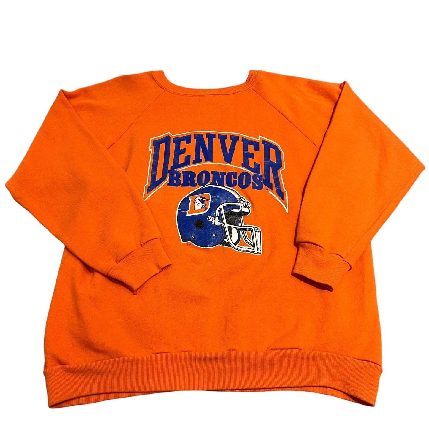 Vintage 90's Denver Broncos Champion Crewneck Sweater Womans XL Orange Helmet