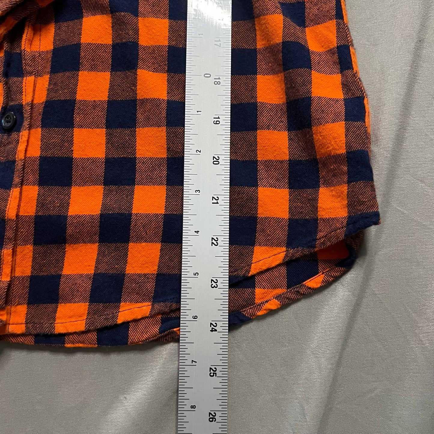 Chicago Bears Flannel Shirt Kids Youth Medium Orange Plaid NFL Button Up