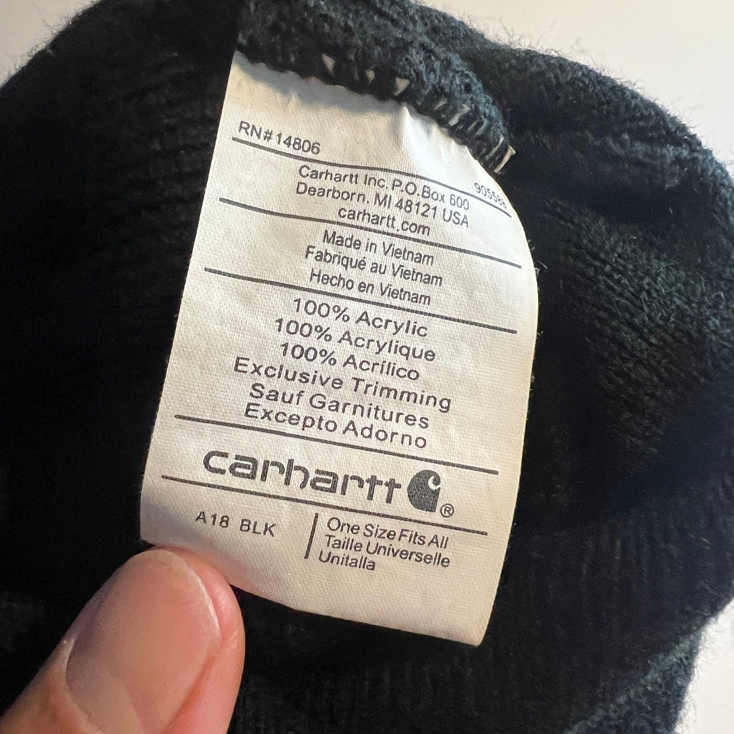 Carhartt Beanie Black Hat Cap A18 Black Adult One Size Outdoors Warkwear Walking