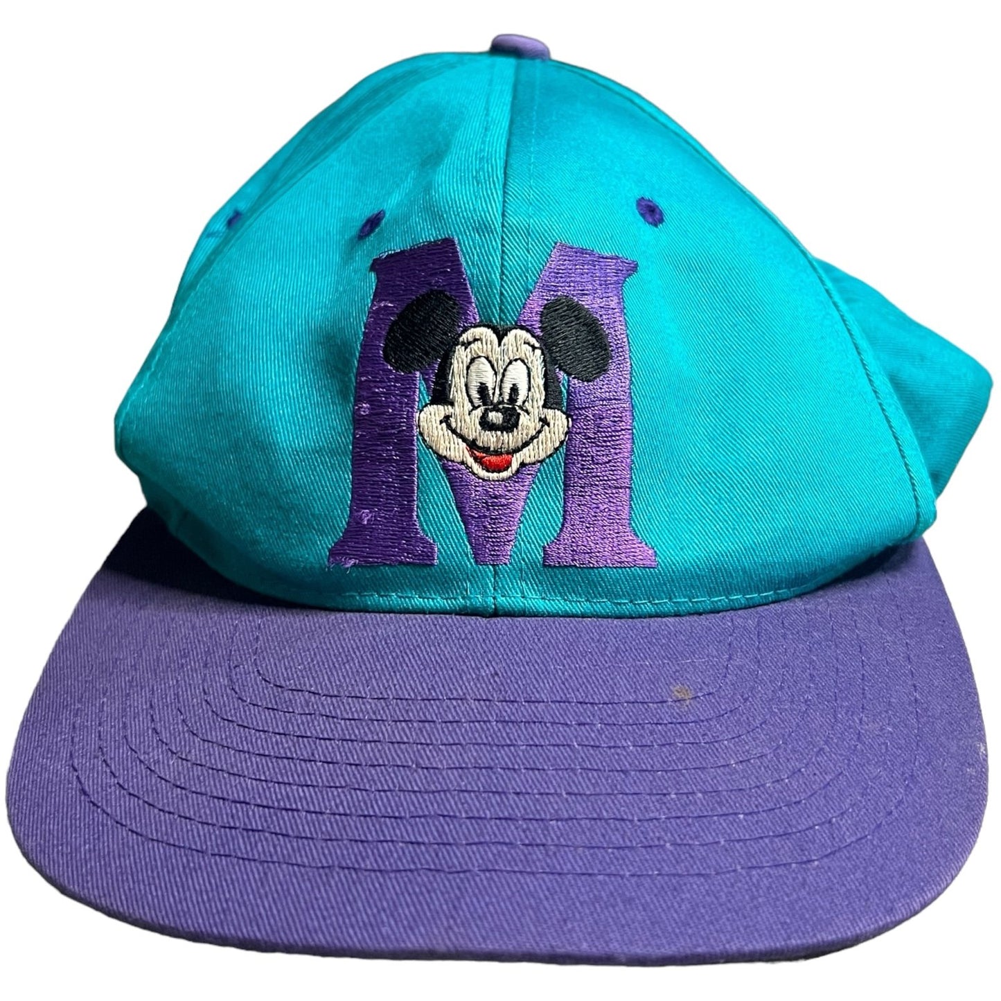 Vintage Mickey Mouse Snapback Hat Disney 90's Blue Berry Grape Embroidered