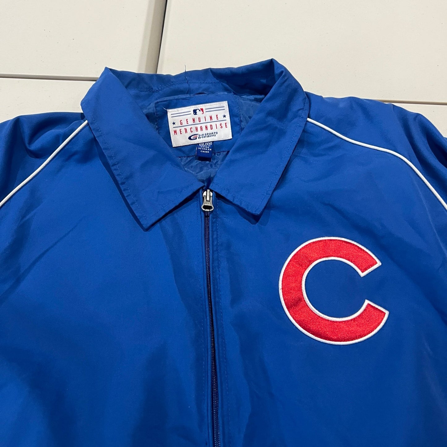 Chicago Cubs Jacket Mens 2XL XXL Blue Full Zip Embroidered G-III Carl Banks