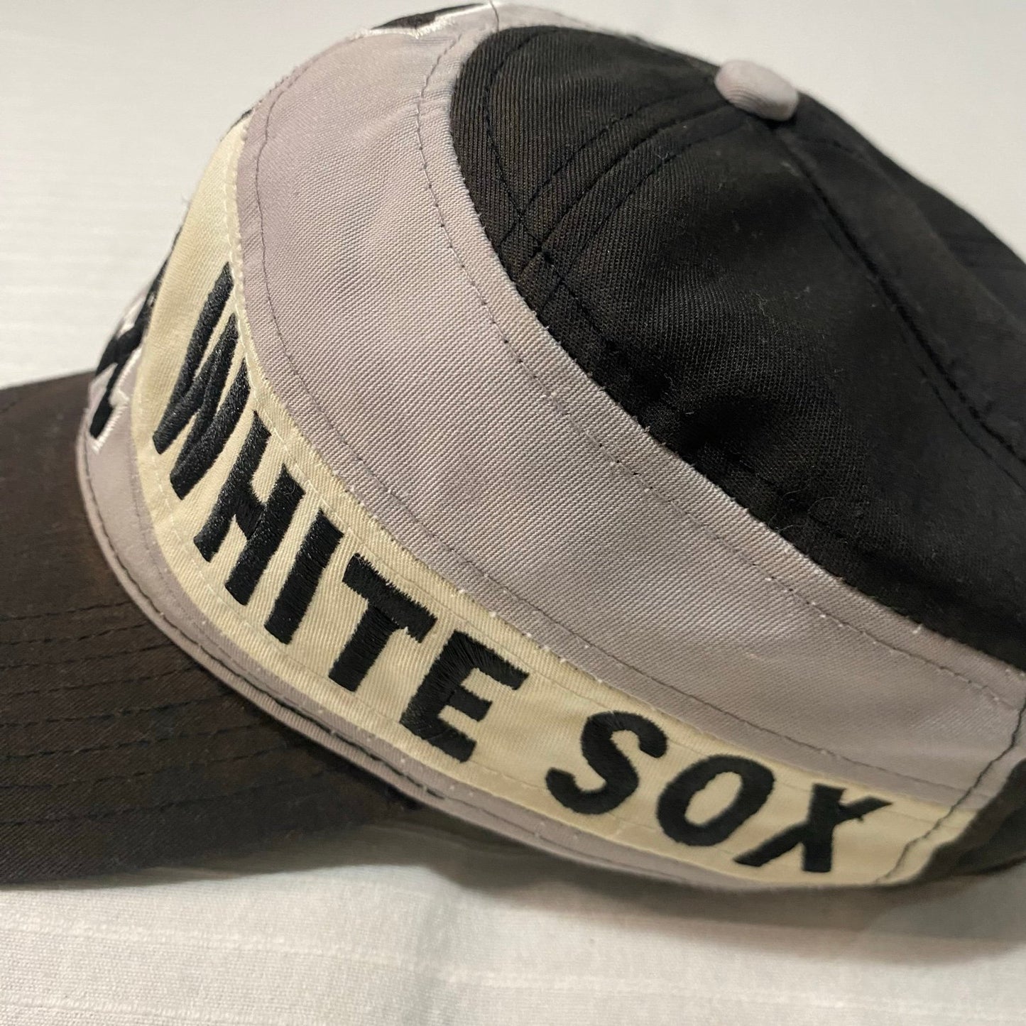 Vintage Chicago White Sox 90's Twins Enterprise Swirl Snapback Hat Black Cap