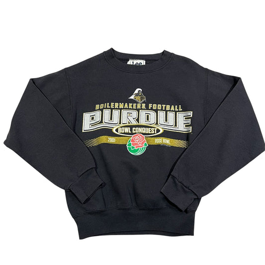 Vintage Purdue Crewneck Sweater Kids Medium Rose Bowl Football Black College