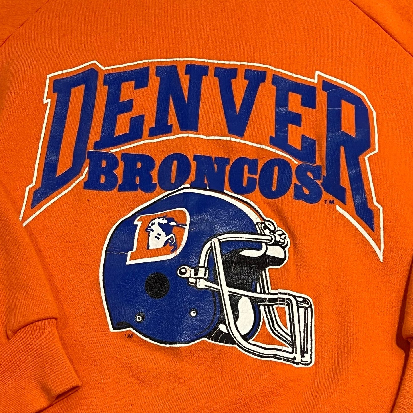 Vintage 90's Denver Broncos Champion Crewneck Sweater Womans XL Orange Helmet