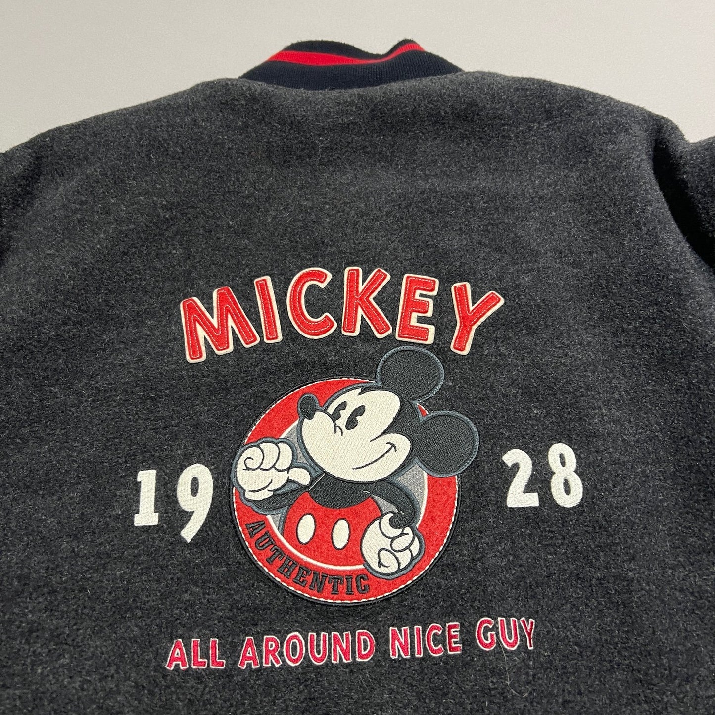 Vintage 90's Mickey Mouse Bomber Jacket Mens XL Black Disney Embroidered