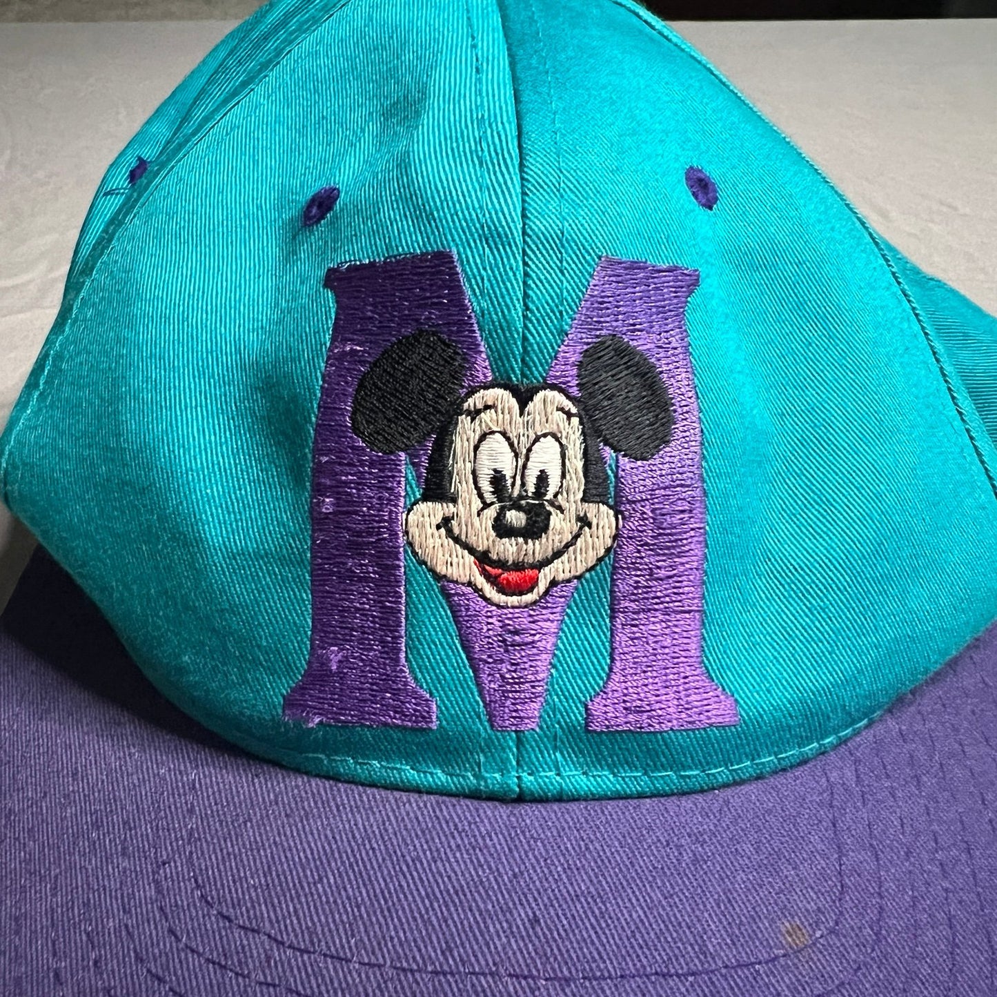 Vintage Mickey Mouse Snapback Hat Disney 90's Blue Berry Grape Embroidered