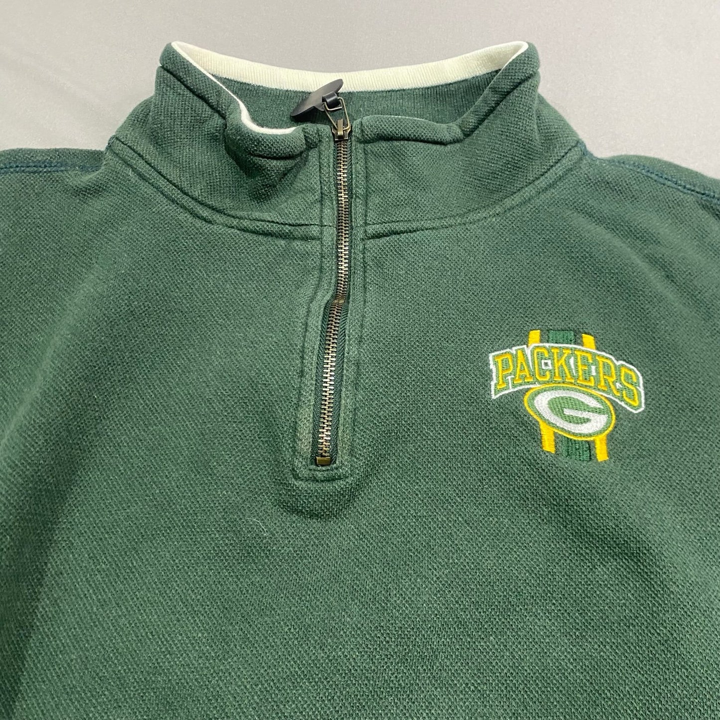 Vintage Green Bay Packers Sweater Pro Player Mens 2XL XXL Quarter Zip NFL Green