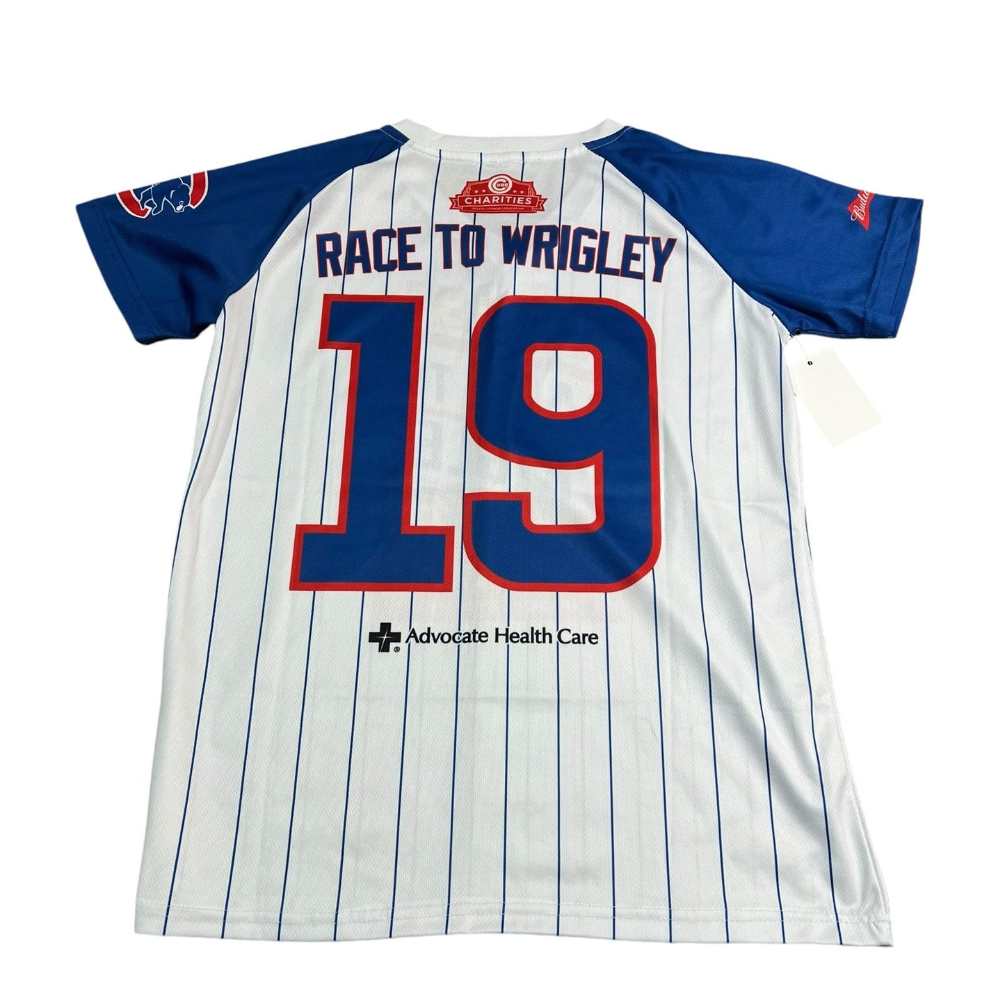 Chicago Cubs Shirt Womans Large Race to Wrigley Field 2019 Short Sleeve MLB