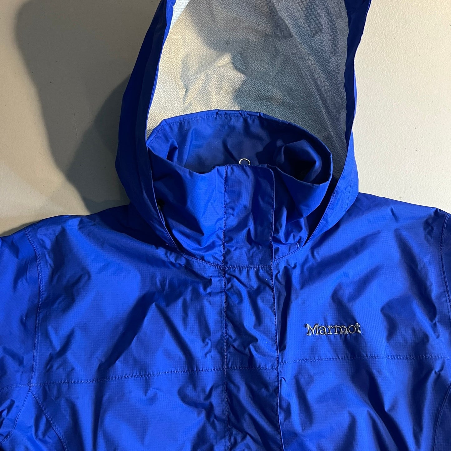 Marmot Jacket Womens XS CC-440 Hooded Full Zip Windbreaker Blue Packable