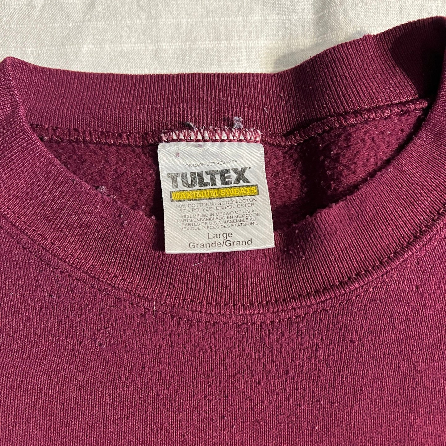 Vintage Tultex Blank Sweater Mens Large 90's Crewneck Maroon Red Basic Essential